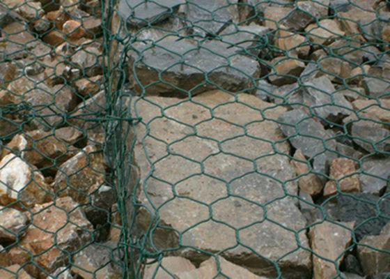 ลวดตาข่าย Gabion เคลือบด้วยสังกะสีแบบจุ่มร้อนสำหรับกำแพงหิน