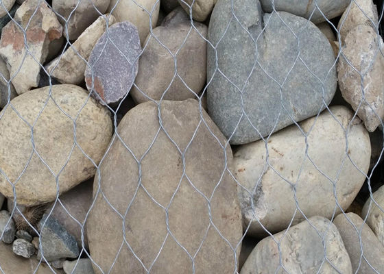 ลวดตาข่าย Gabion เคลือบด้วยสังกะสีแบบจุ่มร้อนสำหรับกำแพงหิน